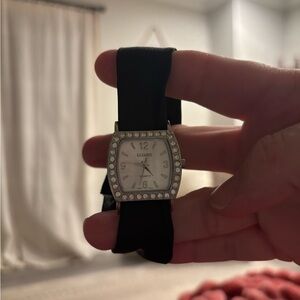 Kissy Kissy Women's Black and Silver Watch with Crystal Bezel